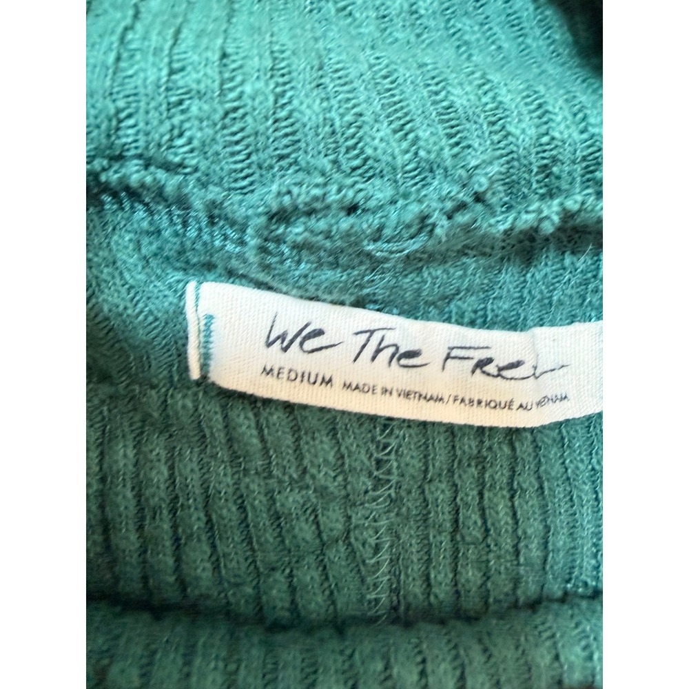 We The Free Free People Mock Neck Thermal Top Teal Green Ribbed Oversized Medium - Picture 5 of 8